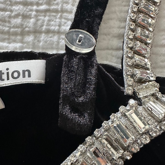 Reformation Pia Crystal Velvet Mini Dress in Black - Size 8 - Picture 7 of 10